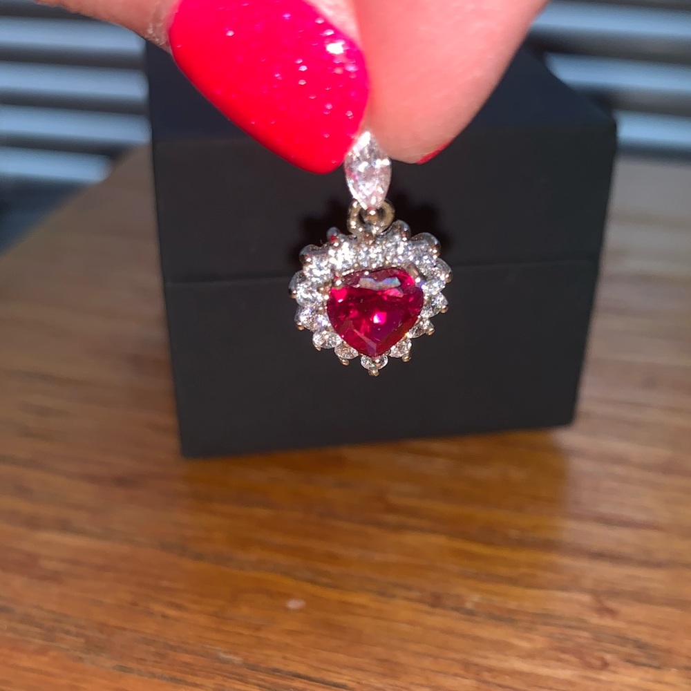 Heart shape lab created ruby pendant
